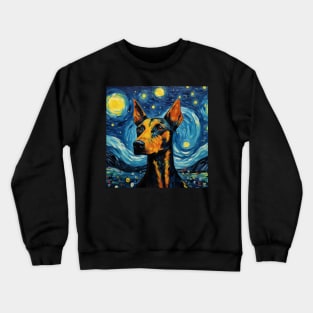 German Pinscher dog painted in Van Gogh style Crewneck Sweatshirt